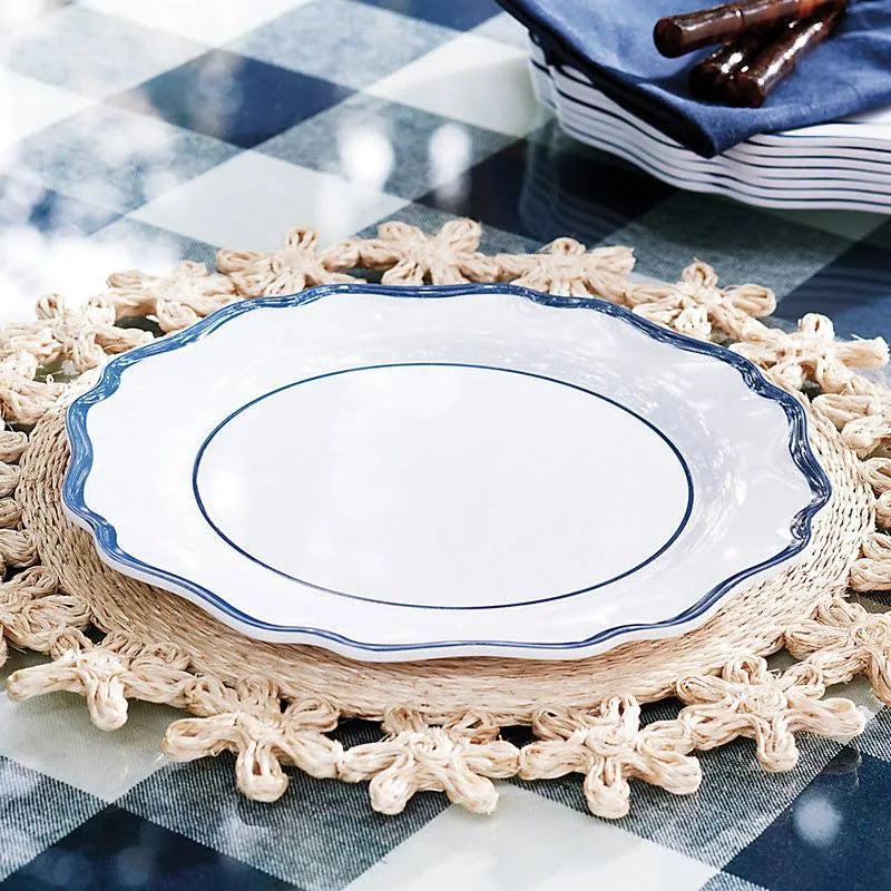 Set of 4 Scalloped Melamine Dinner Plates R318