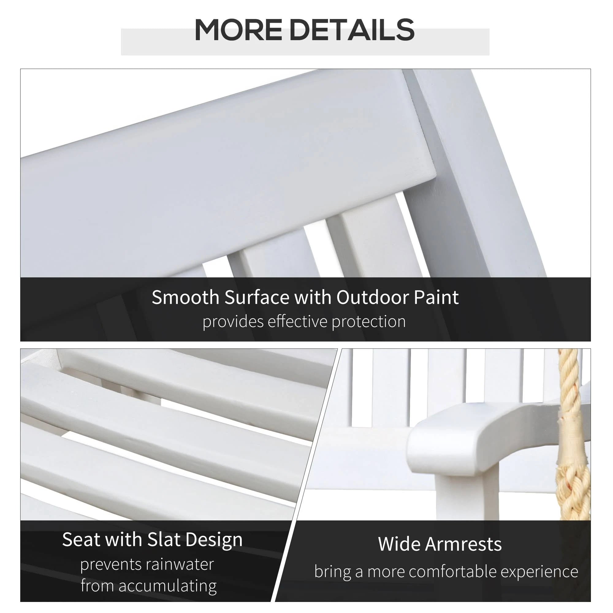 White Wooden Porch Swing Bench P50145