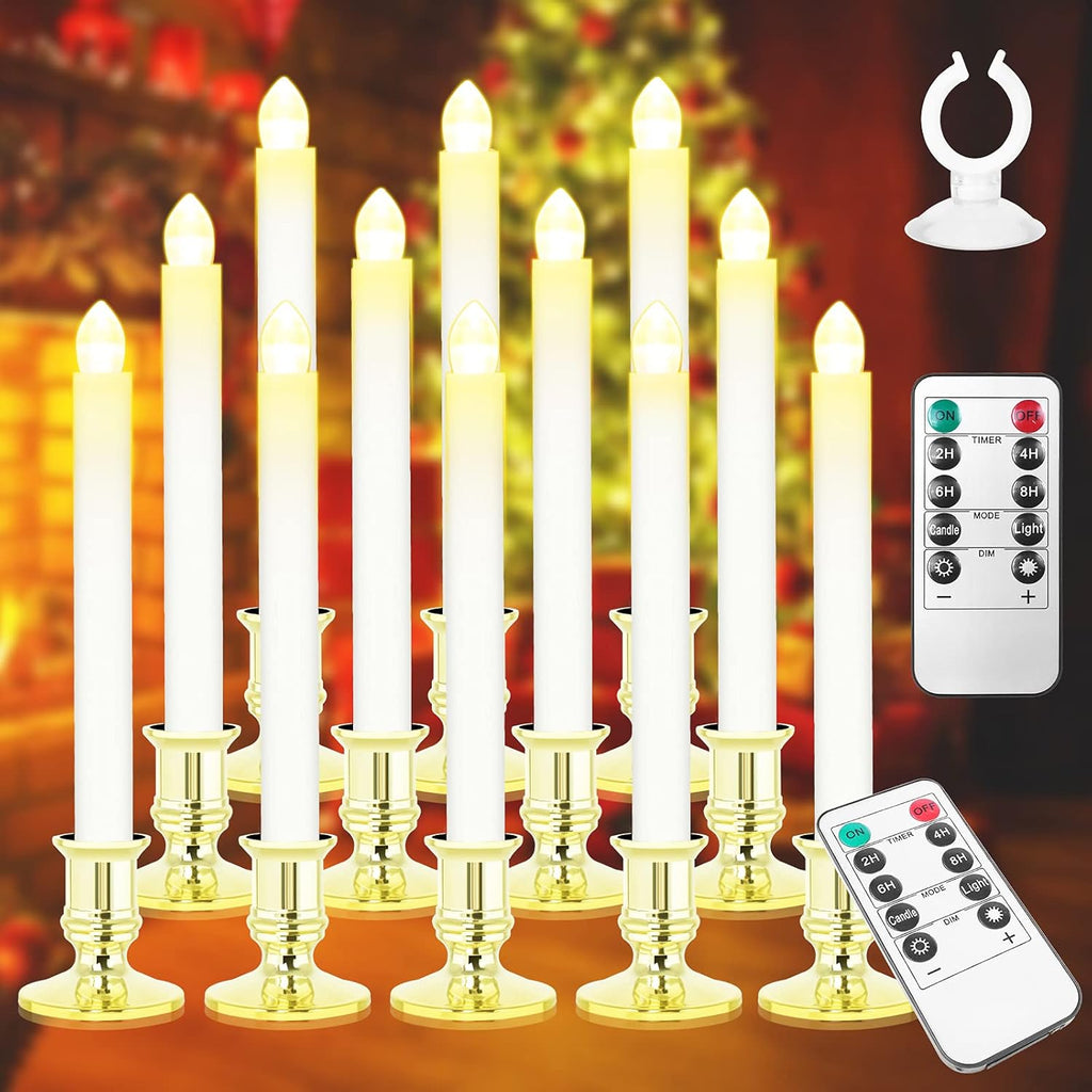 12 Pack Battery Operated Flameless Candles with Timer and 2 Remote Controls U205780