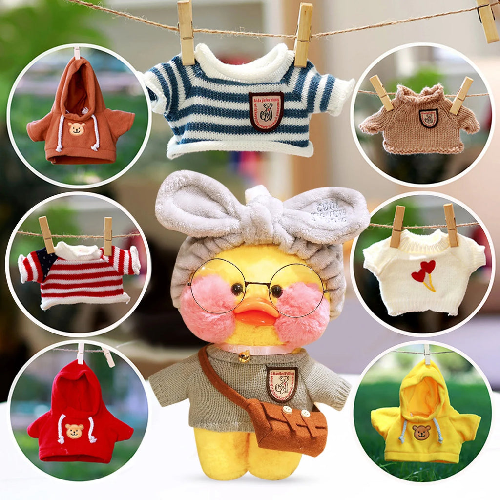 Lemon Yellow Cotton Skirt Overalls for 30cm Duck Plush Doll H9624