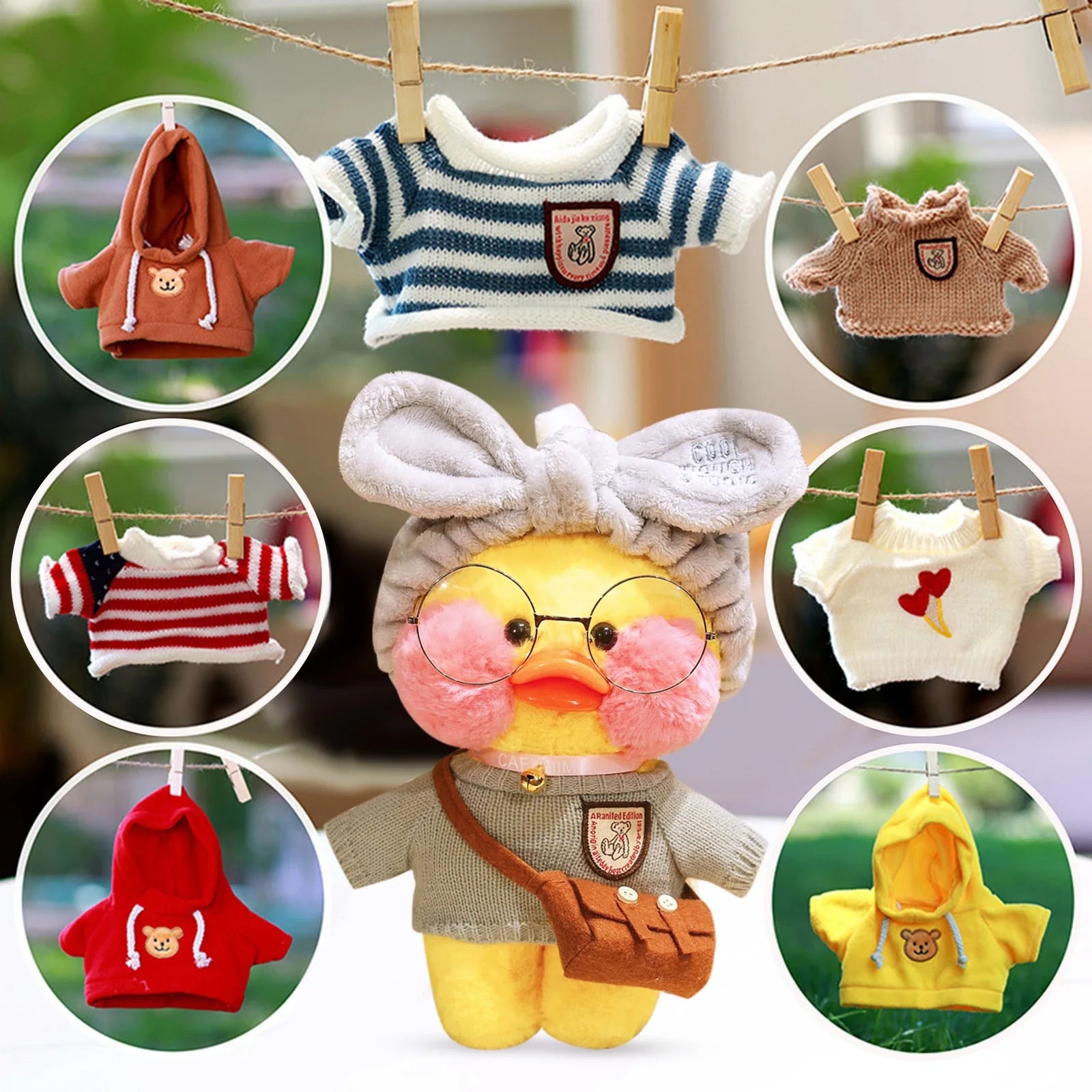 Lemon Yellow Cotton Skirt Overalls for 30cm Duck Plush Doll H9624