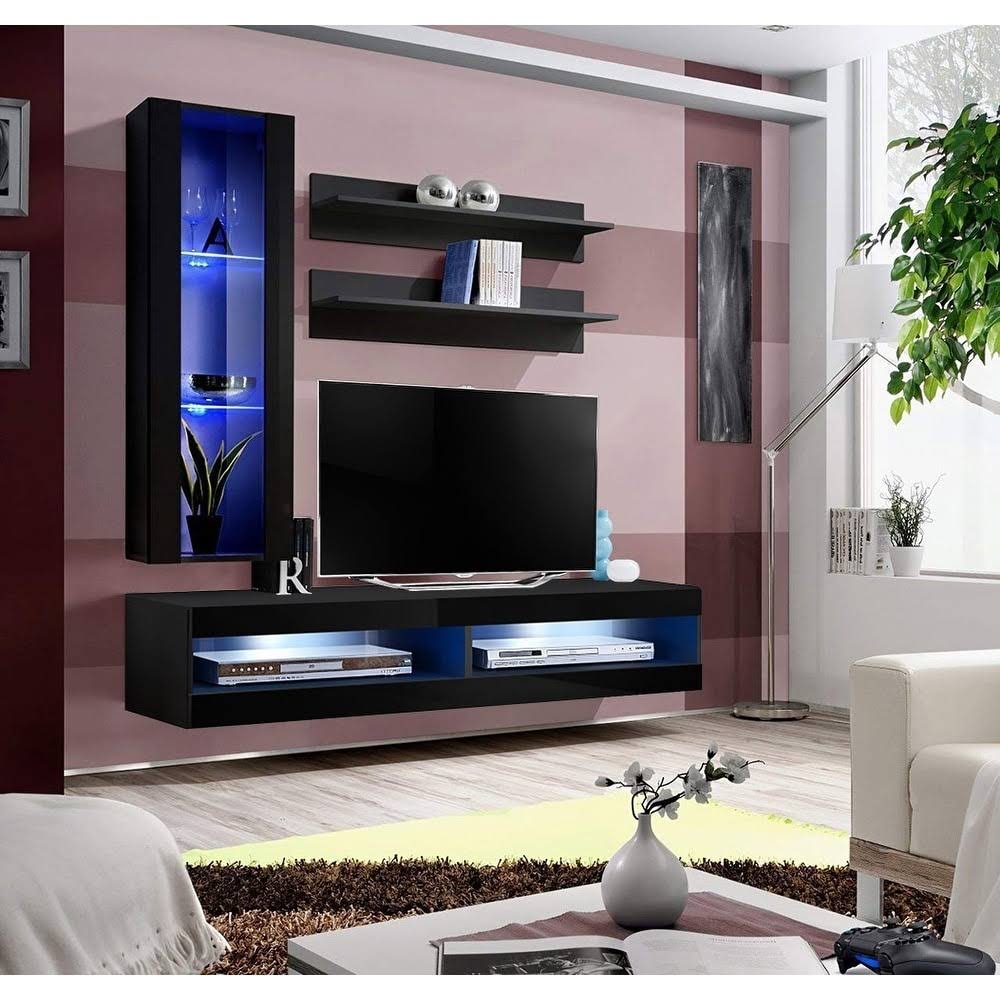 Oak Wall Mounted Floating Entertainment Center V630