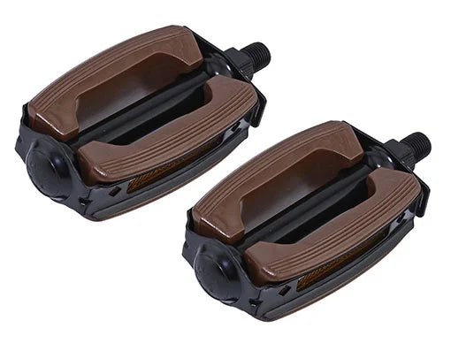 Rubber Pedals 1/2" Brown and Black, Pair, Bike Part F606