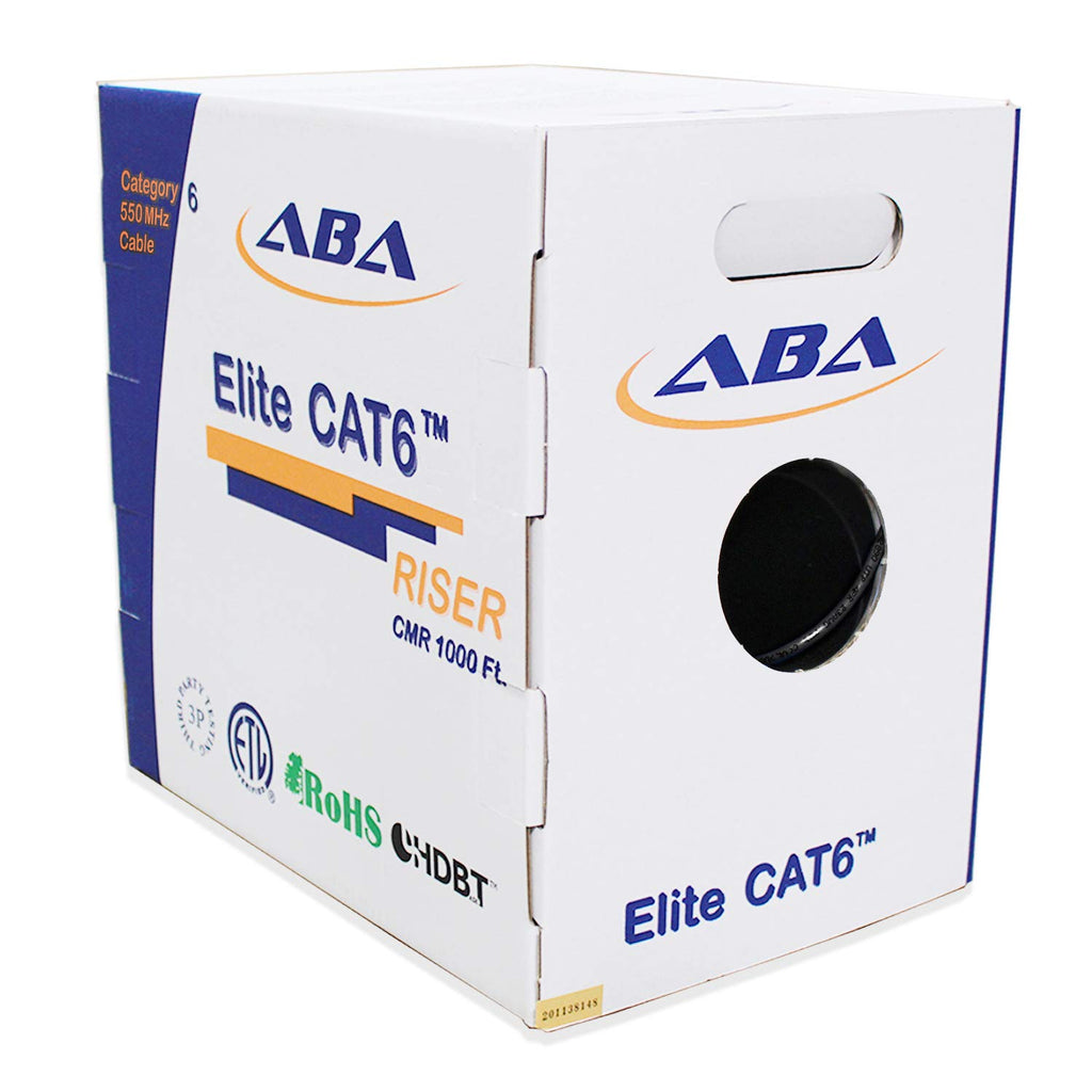 Cat6 Riser Ethernet Cable 1000ft Blue UTP 23AWG Solid Bare Copper Q4788