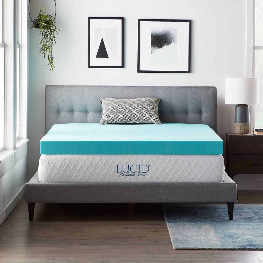 Blue Twin 4 inch Gel and Aloe Memory Foam Topper I674194
