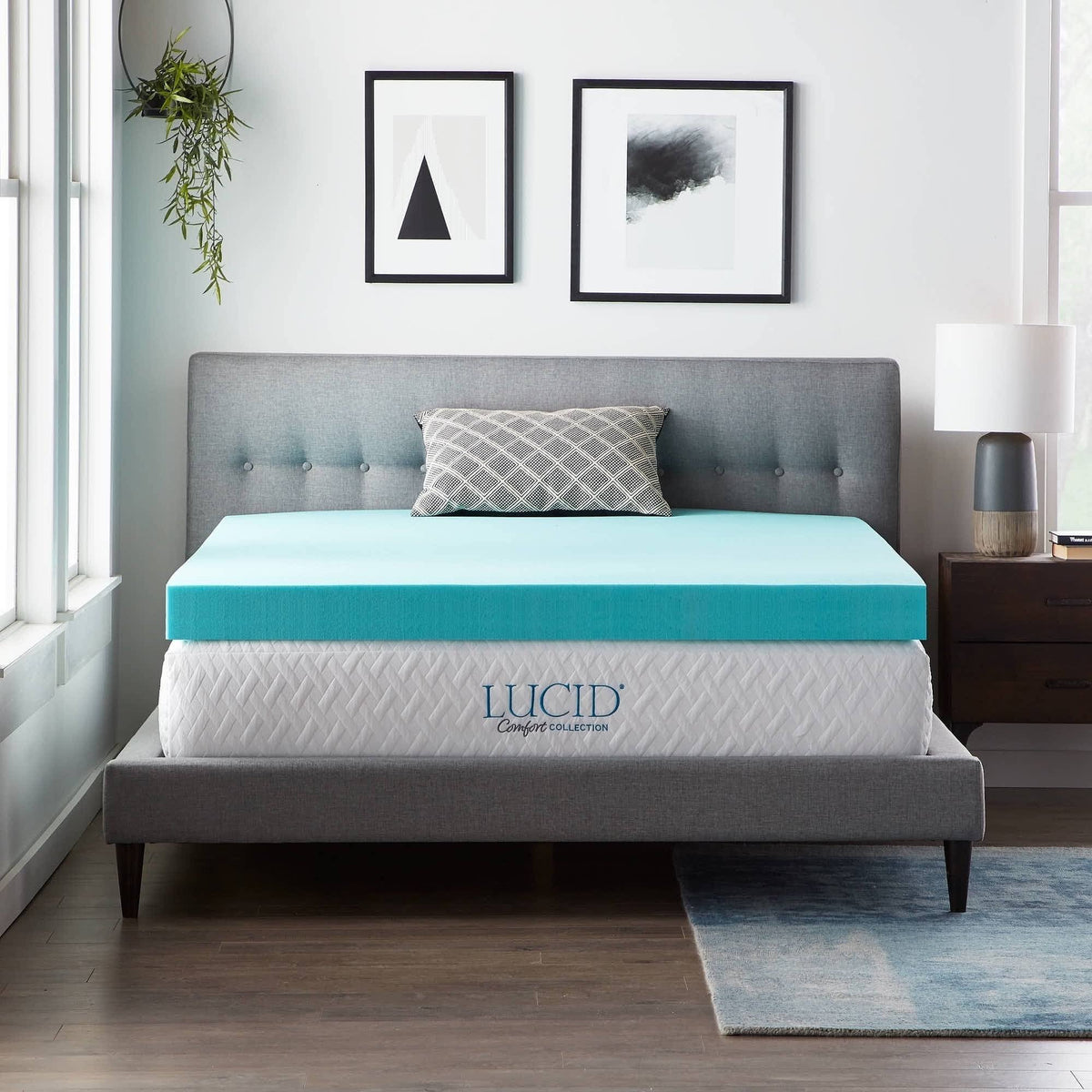 Blue Twin 4 inch Gel and Aloe Memory Foam Topper I674194