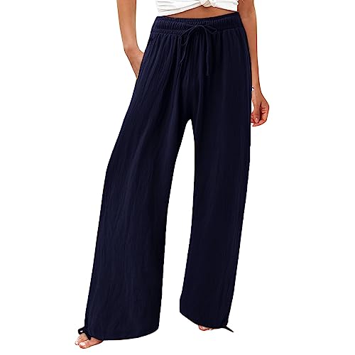 Linen Wide Leg Pants with Pockets V534