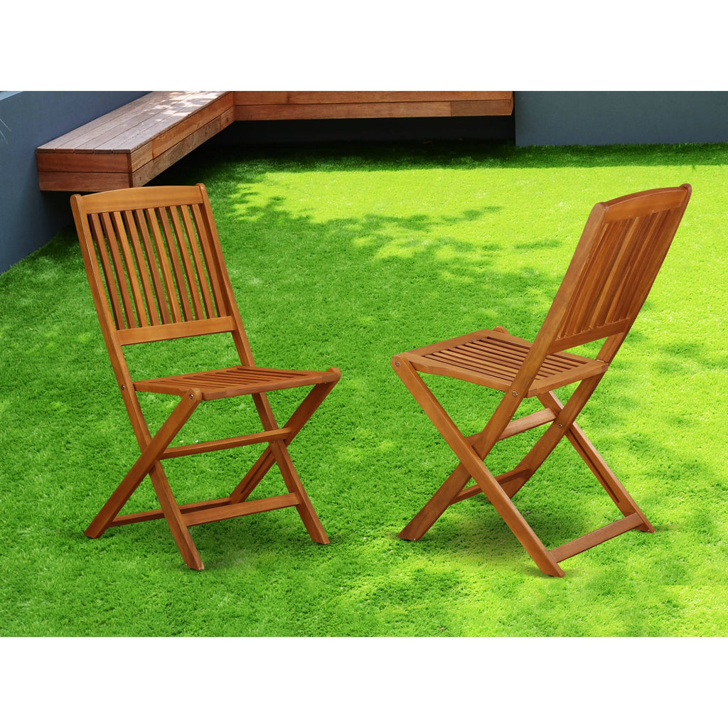Solid Acacia Wooden Patio Folding Side Chair Set of Two V5125