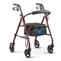Burgundy Red Steel Rollator Walker with 6 Wheels A6009