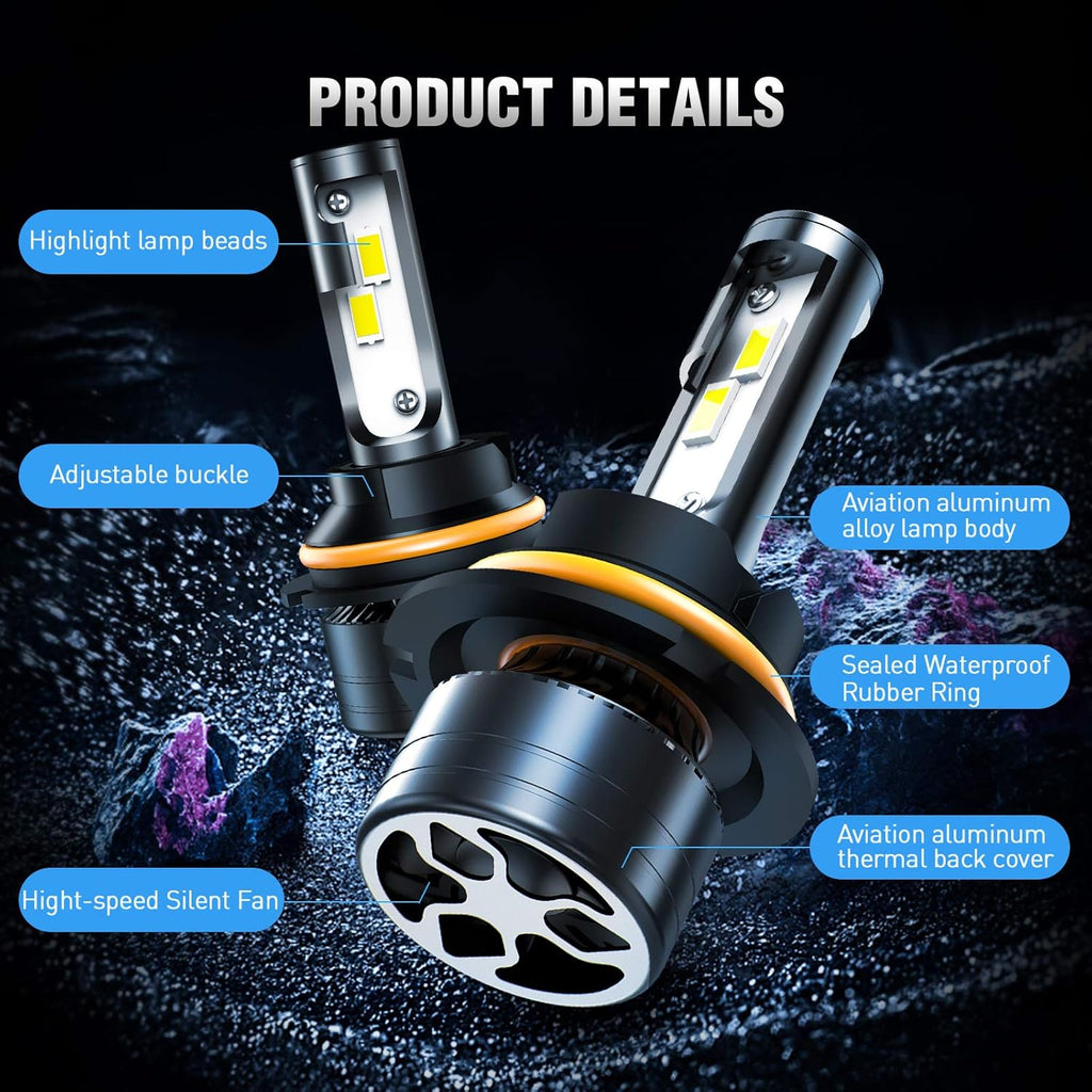 LED Headlight Bulbs Conversion Kit, 6500K, IP68 Waterproof, Pack of 2 W214