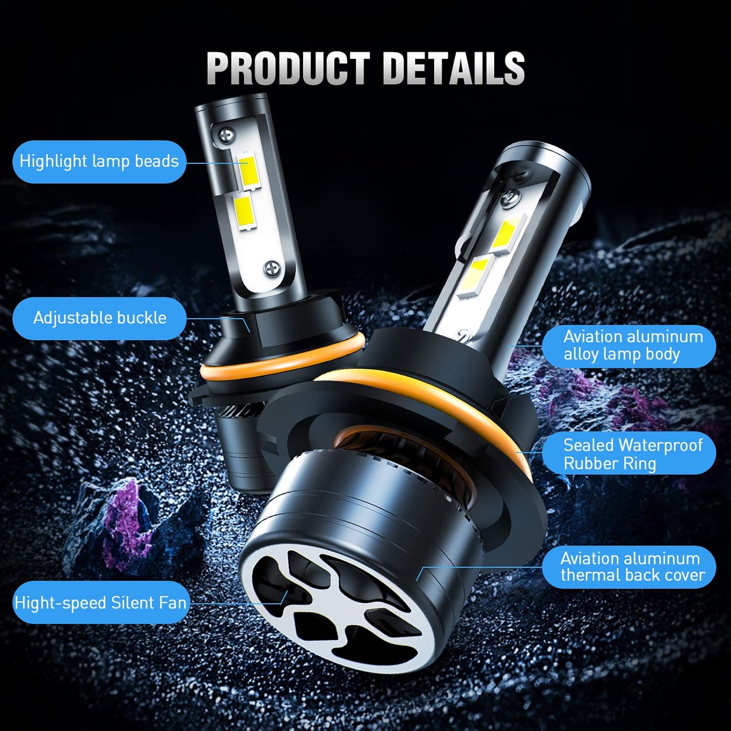 LED Headlight Bulbs Conversion Kit, 6500K, IP68 Waterproof, Pack of 2 W214