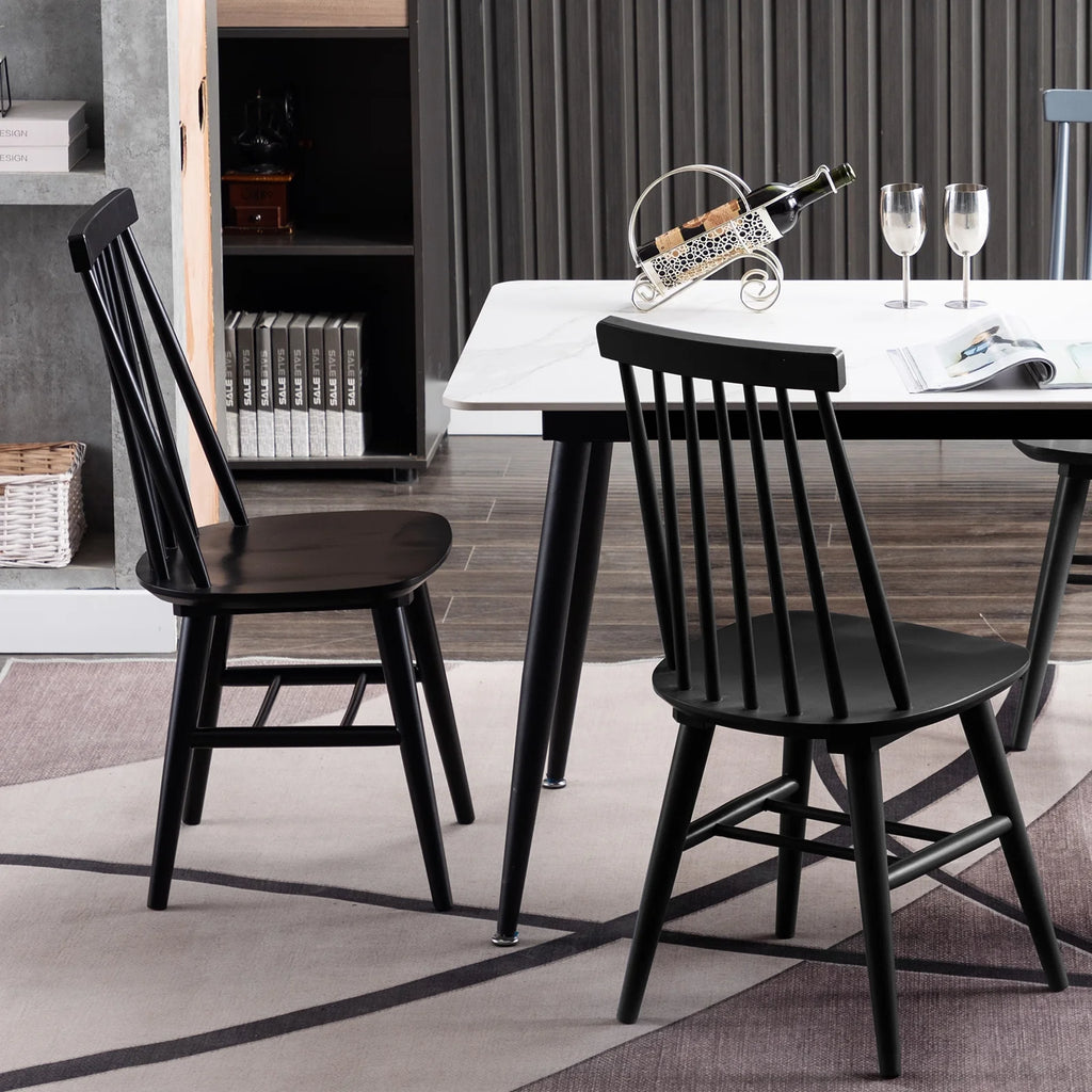 Black Wood Dining Chairs Set of 2 D89849