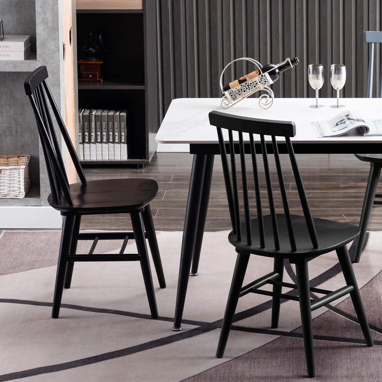 Black Wood Dining Chairs Set of 2 D89849