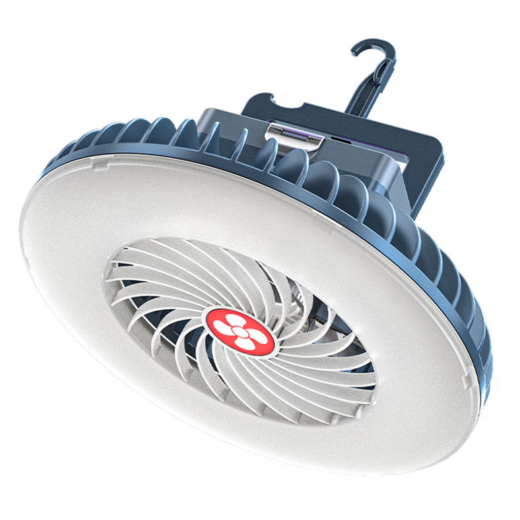 Portable Camping Fan LED Lantern, USB Rechargeable Desk Fan, 2400mAh Batteries Operated A862117
