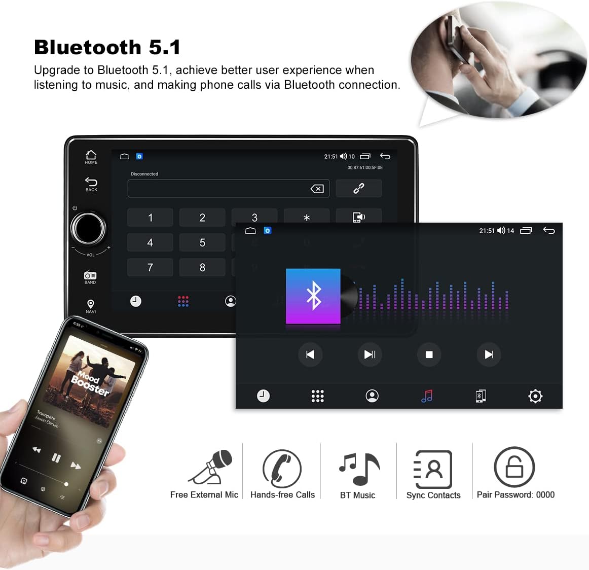 7" Single Din Car Stereo Touch Screen Car Radio I831