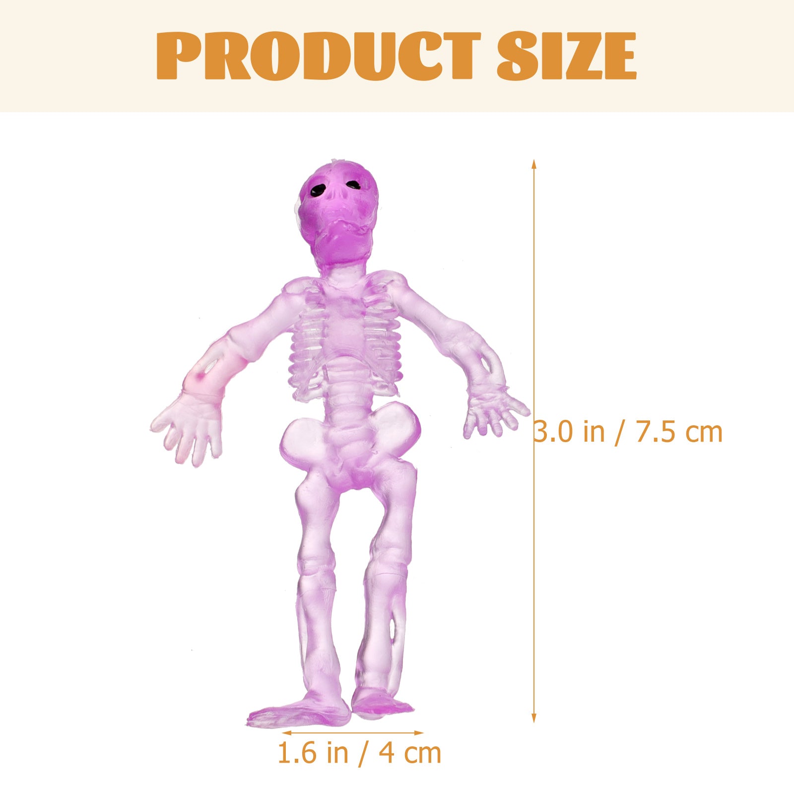 20 Pcs Colorful Skull Toy Mini Skeleton Stretchy Toys Soft Rubber T41164