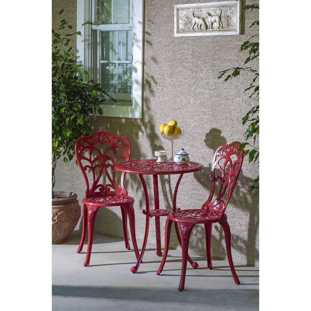 Lipstick Red Cast Aluminum Bistro Set H202