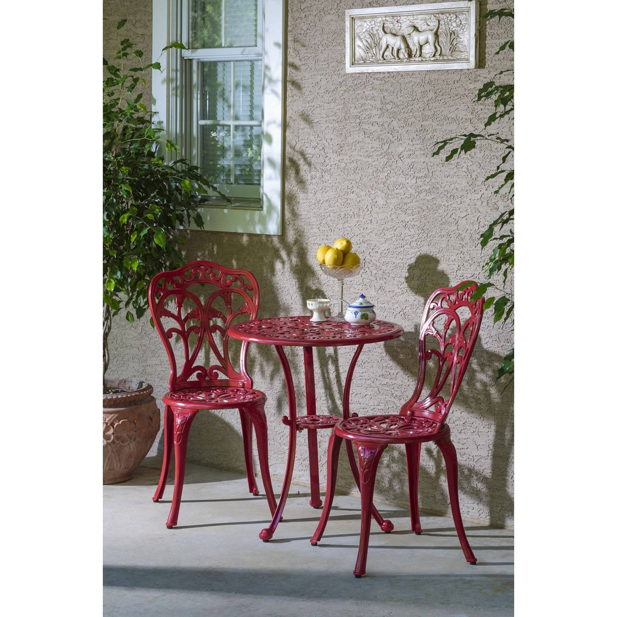 Lipstick Red Cast Aluminum Bistro Set H202