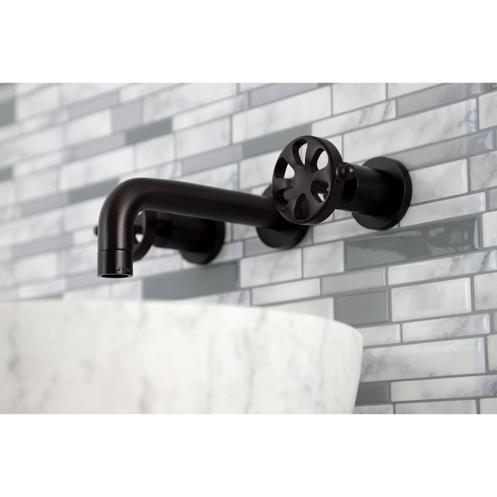 Brushed Nickel Two-Handle Wall Mount Bathroom Faucet E11753