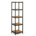 Brown Pine Wood Shelf Etagere Bookcase with Metal Frame F9951
