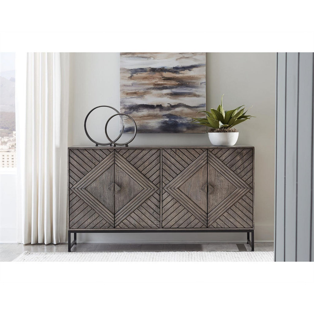 Distressed Gray Wood Accent Cabinet L999409