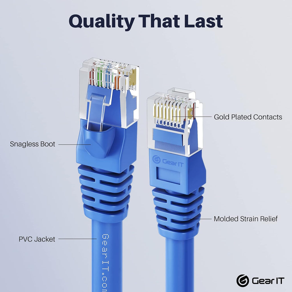 Blue 50-Pack Cat5e Ethernet Patch Cable 3 Feet RJ45 LAN Network Cord T970991