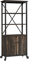Bookcase with Doors, Carbon Oak Finish W8726