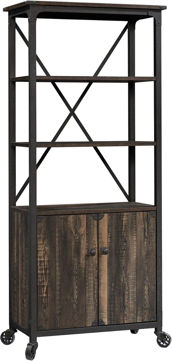 Bookcase with Doors, Carbon Oak Finish W8726