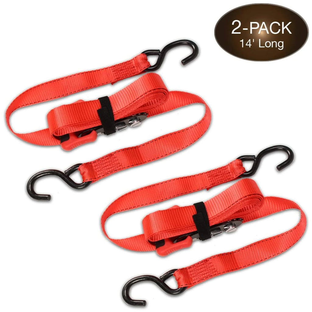 (2 Pack) Sliding Ratchet Strap with Vinyl Coated S Hook G834