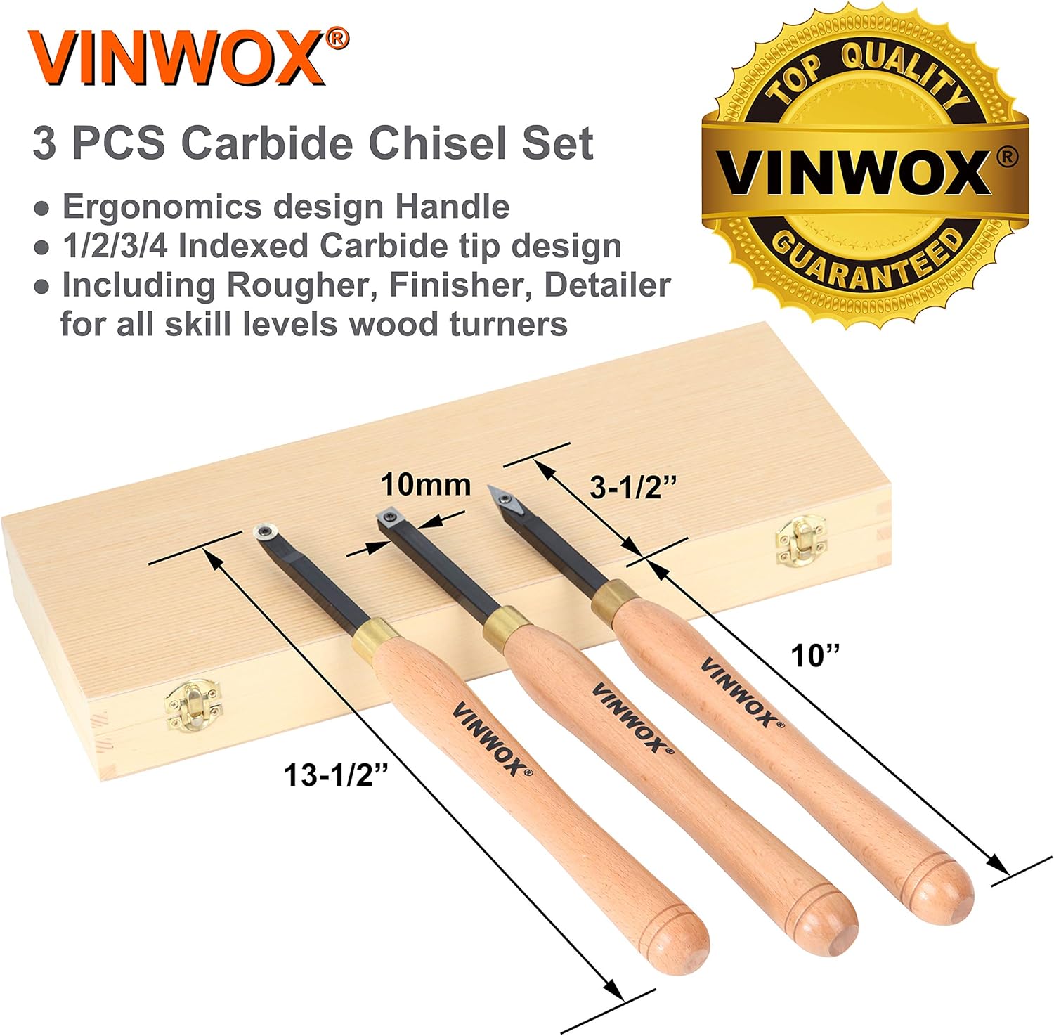3 PCS Carbide Wood Lathe Turning Tool Set J83924