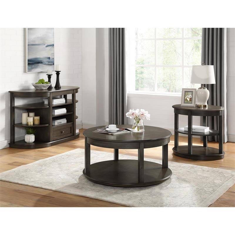 Gray 2-Shelf Wood End Table N9430