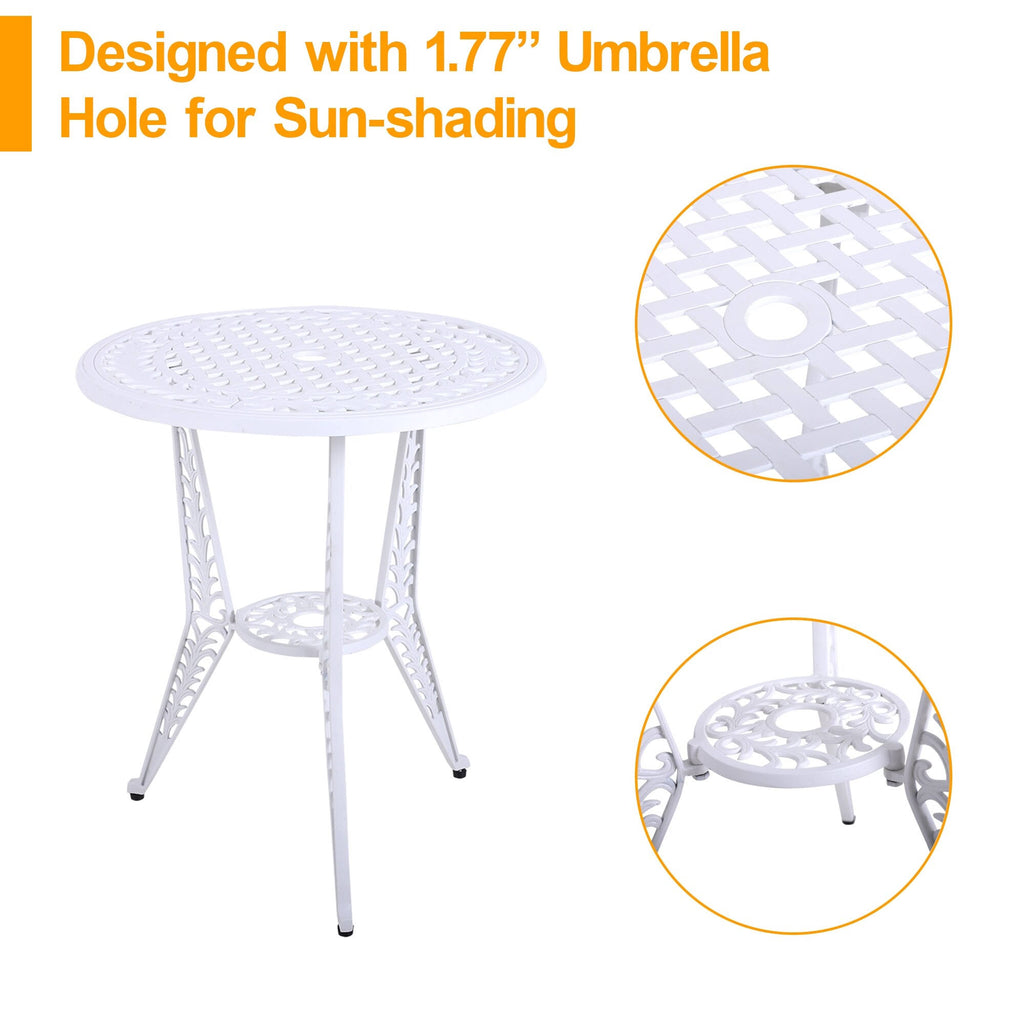 White 3-Piece Cast Aluminum Patio Bistro Set C5499
