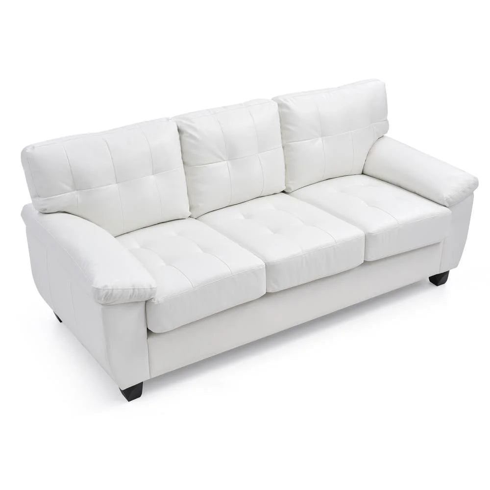 White Faux Leather Straight Sofa R217065