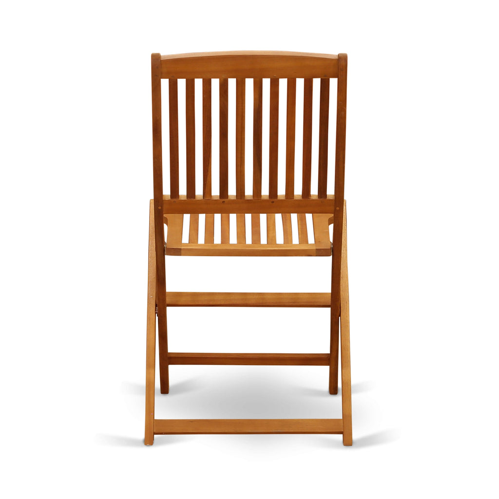 Solid Acacia Wooden Patio Folding Side Chair Set of Two V5125
