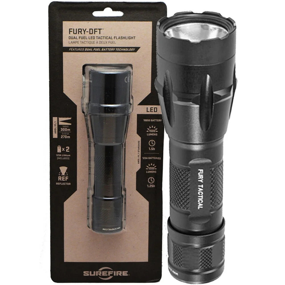 Dual Fuel LED Tactical Flashlight with 2 Extra CR123 C7771