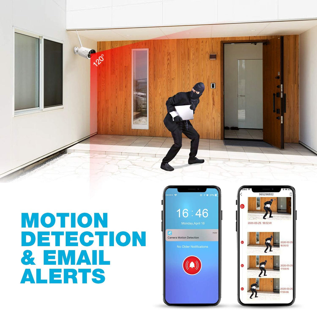 Wireless Security Camera System with 4 Weatherproof Indoor Outdoor IP Camera with 65Ft Night Vision B566