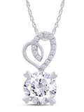 14K Solid White Gold 1 Carat Round Moissanite Necklace Y65422