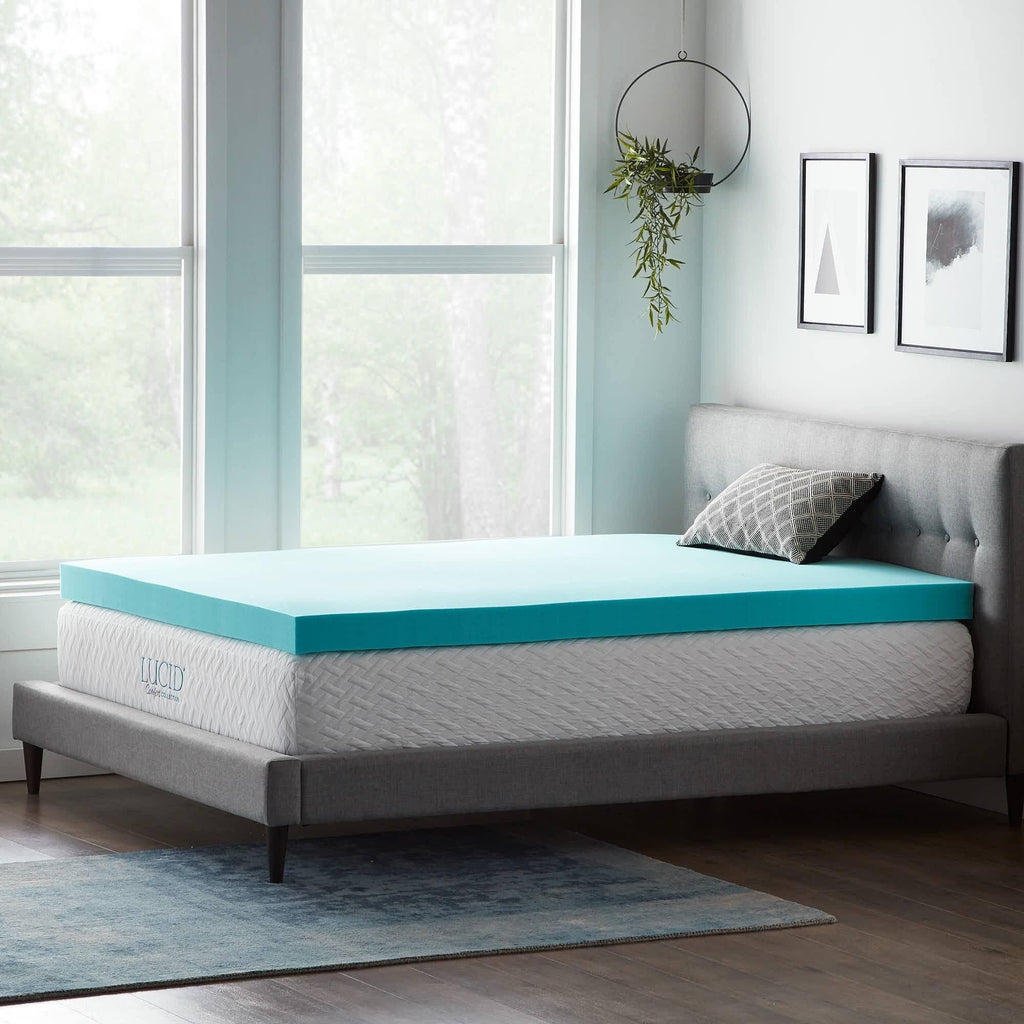 Blue Twin 4 inch Gel and Aloe Memory Foam Topper I674194