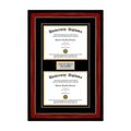 Double Diploma Frame with Double Matting for 8.5x22 x 11x22 Tall Diploma with Mahogany D837105