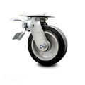 6” Rubber on Alum Swivel Caster with Total Lock Brake I9242