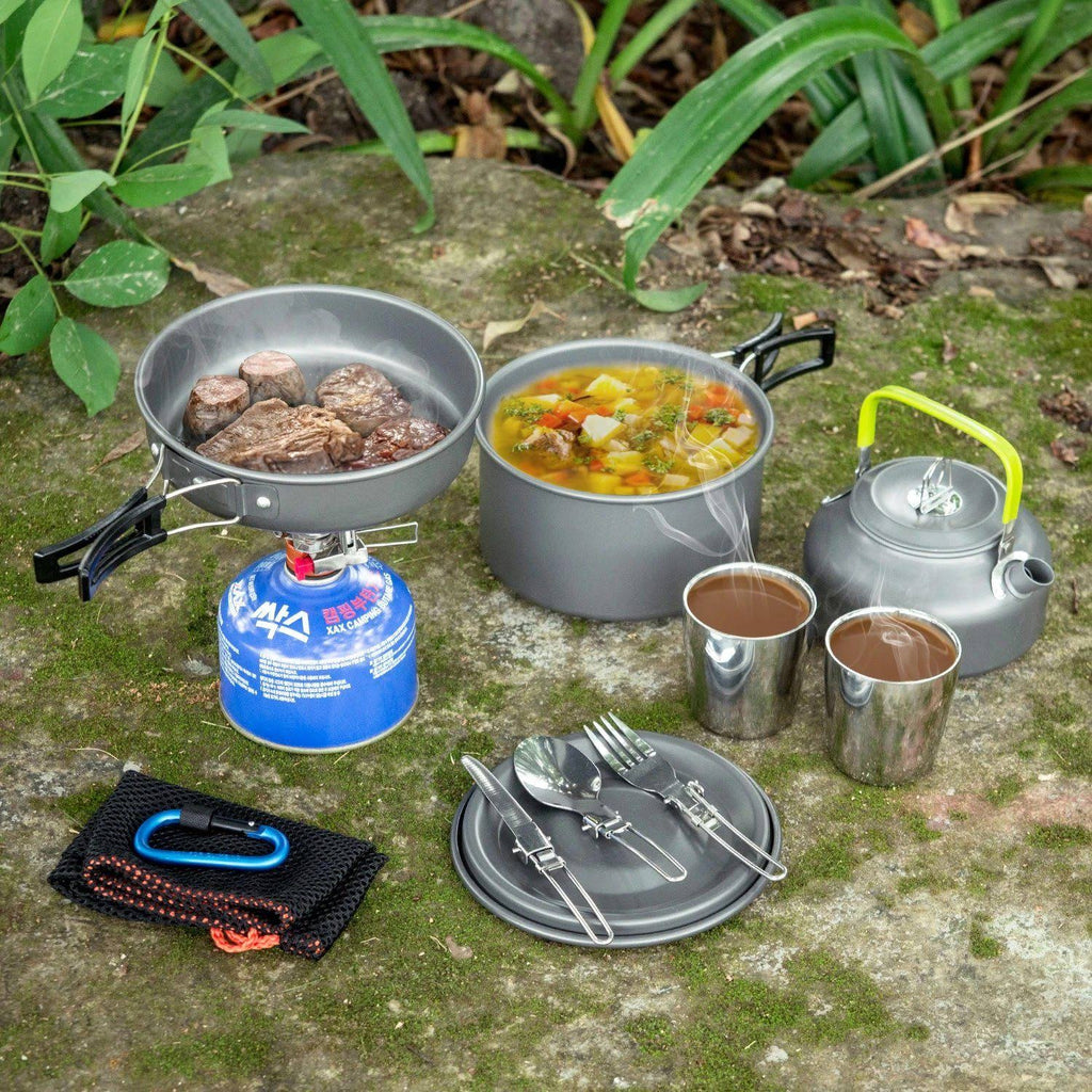 12-Piece Camping Cookware Mess Kit with Mini Stove Z18021