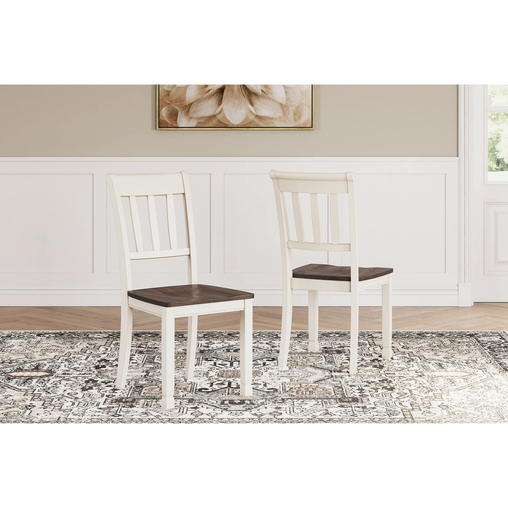 Brown & White Cottage Dining Chair, Set of 2 V7748