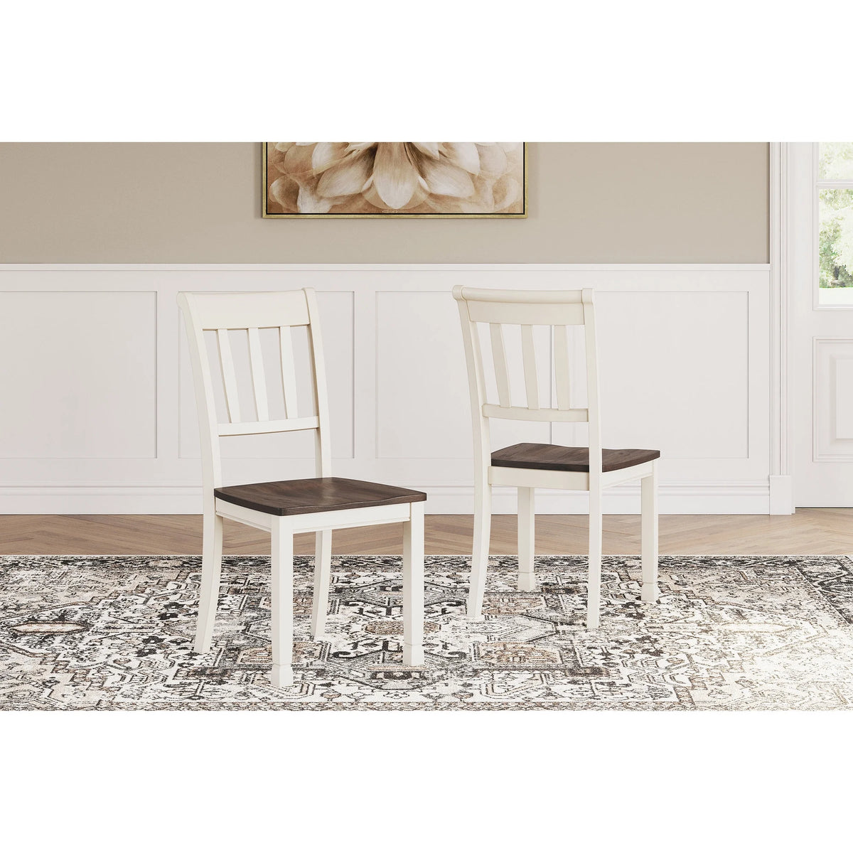 Brown & White Cottage Dining Chair, Set of 2 V7748