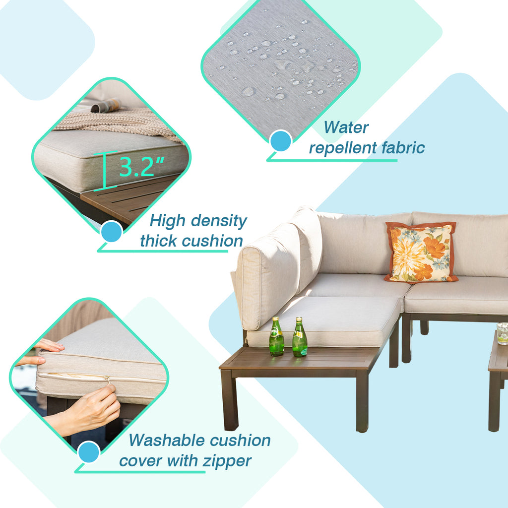6-Piece Patio Conversation Set Outdoor Sofa with Cushions S703953