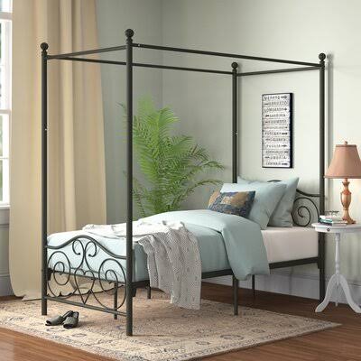 Black Metal Canopy Bed O728306