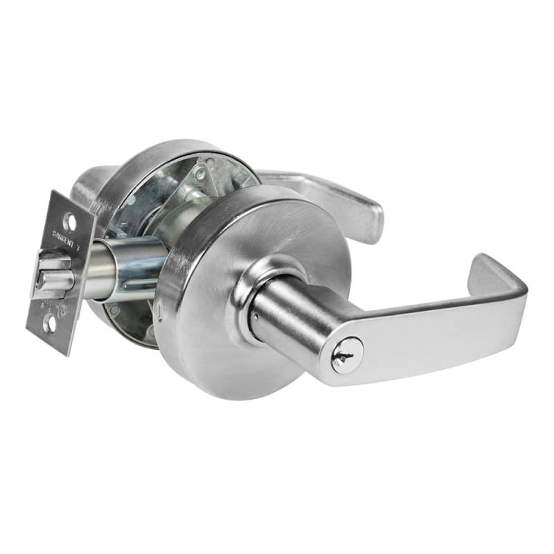 7 Line Grade 2 Keyed Entry Door Lever Set Satin Chrome T6500