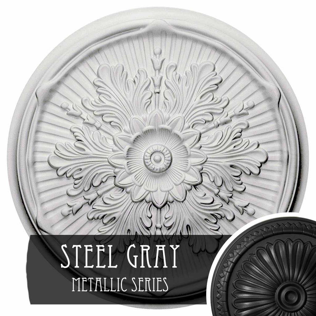 21 inch x 2 inch Hand-Painted Steel Gray Ceiling Medallion S197