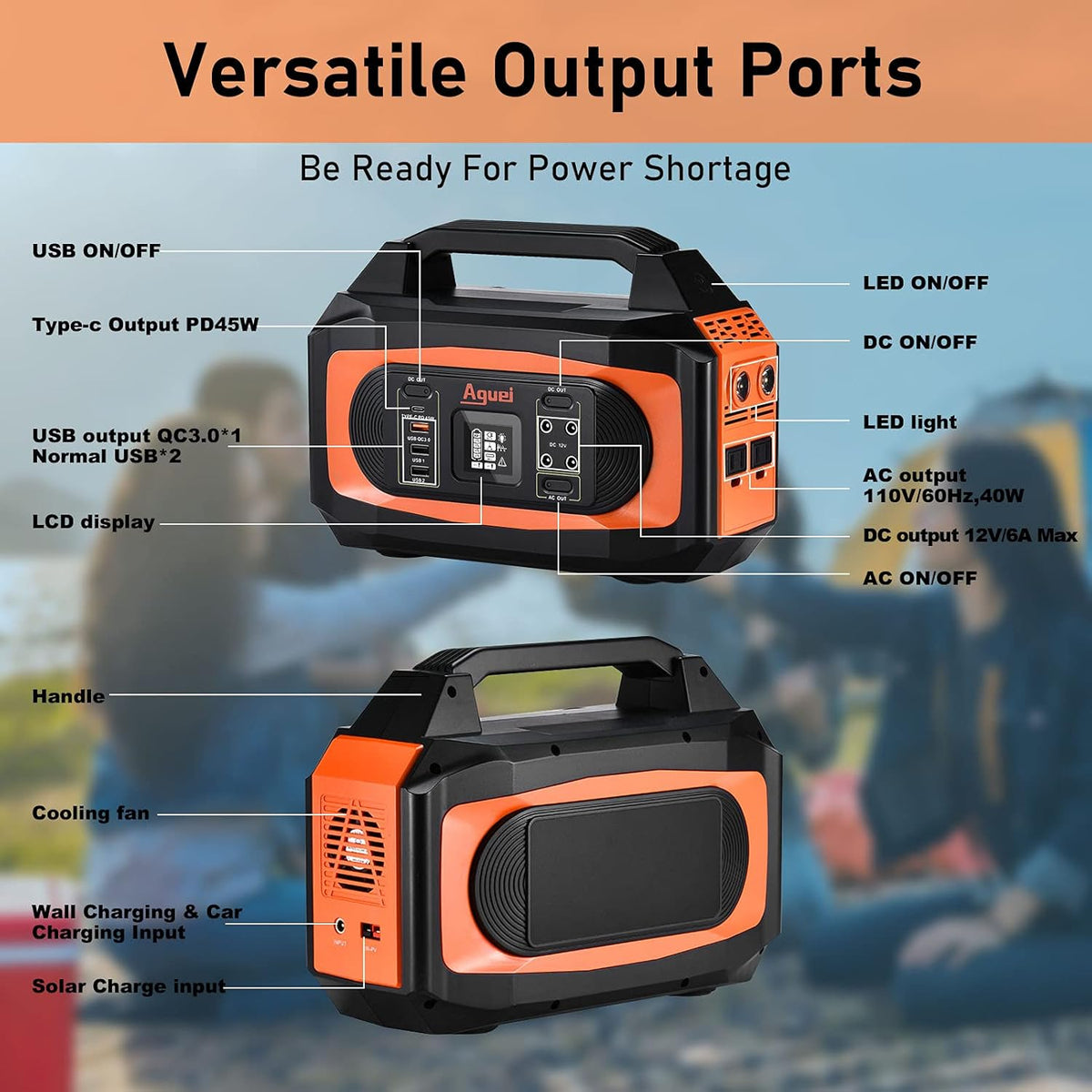 380Wh 400W AC Outlets Portable Power Station P9957