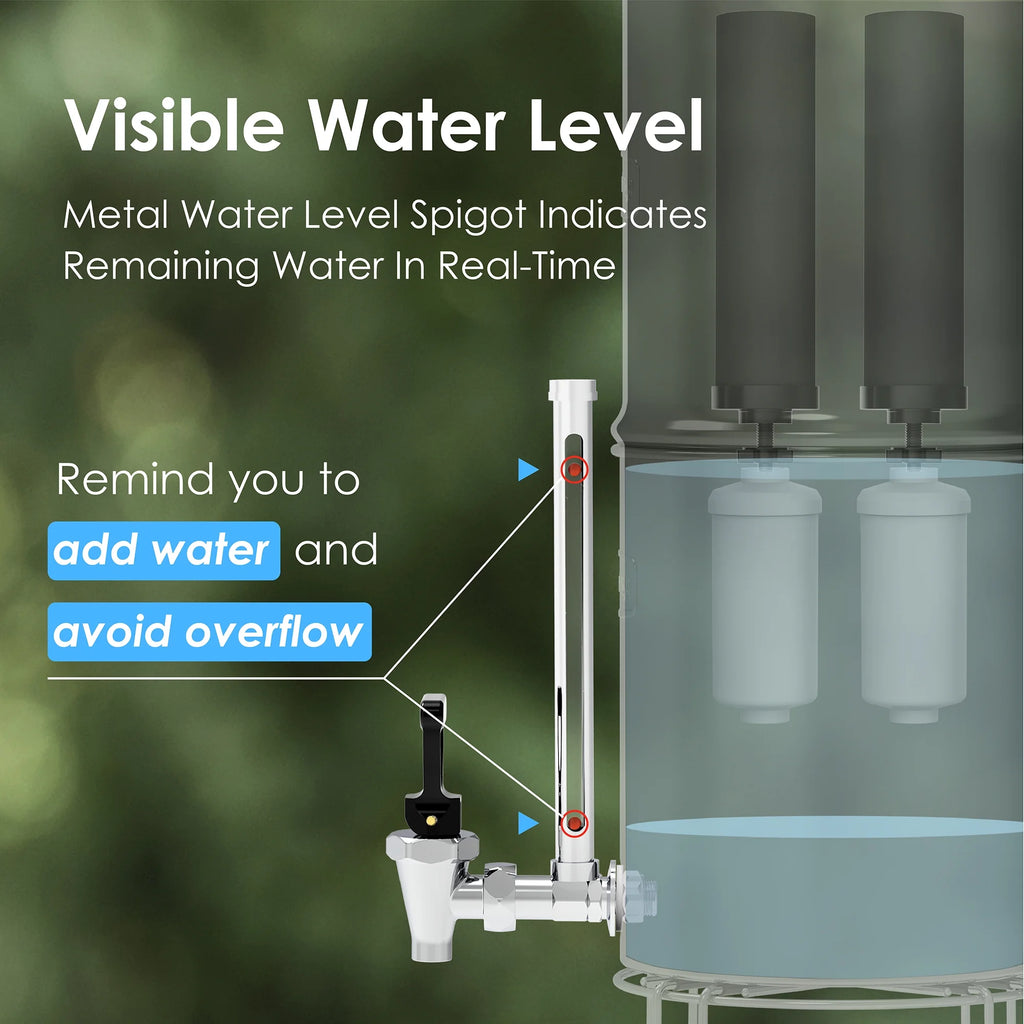 Stainless-steel Gravity-fed Water Filter System with 2 Filters and Stand U85391