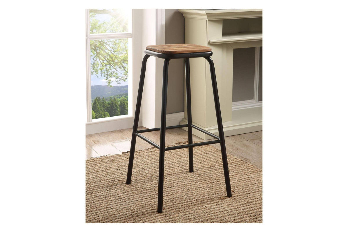 Natural & Black Bar Stool Set of 2 J5954